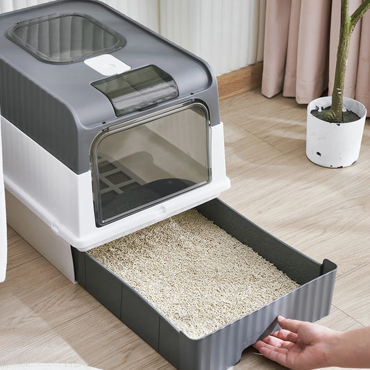 Extra Large Cat Litter Box with Lid and Spoon